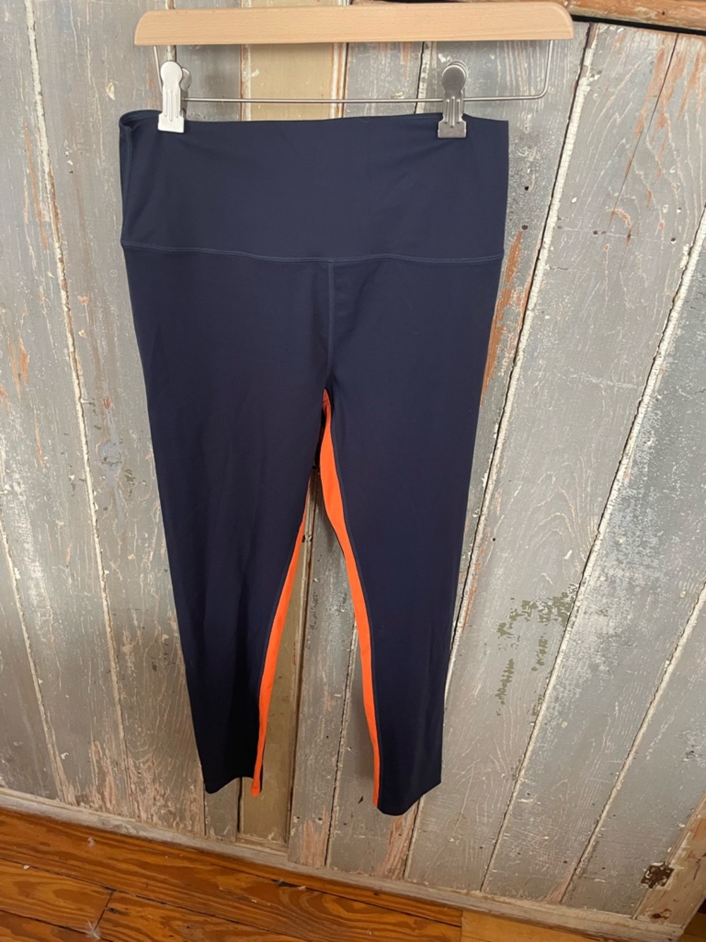 SPLITS59 Navy Leggings with Orange Side Stripe